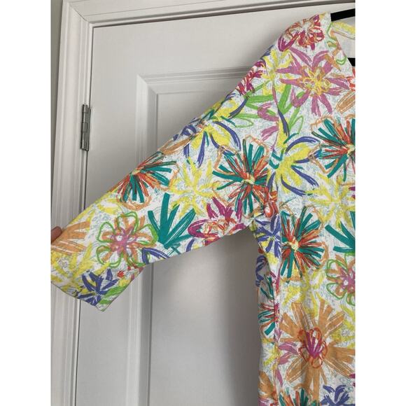 Fresh Produce Top Blouse Womens Size 3X 3/4 Sleeve Floral Tropical Beachy Spring - Picture 2 of 9